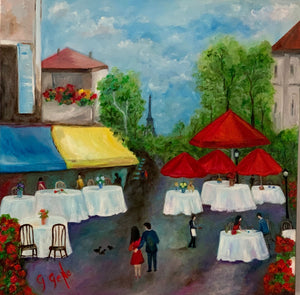 Paris Cafe 20x20 Oil