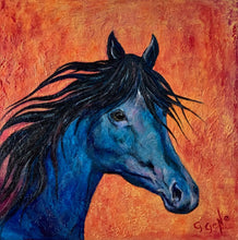 Load image into Gallery viewer, Blue Horse 24x24
