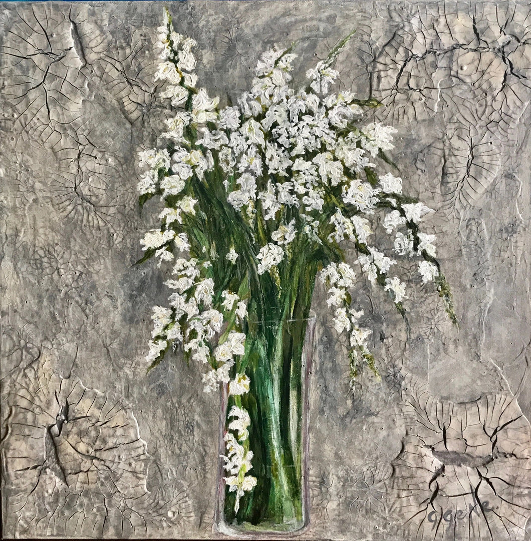 White Spring Blossoms 20x20