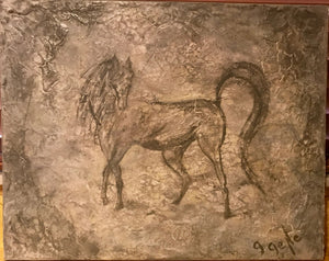 Grey full horse 16x20