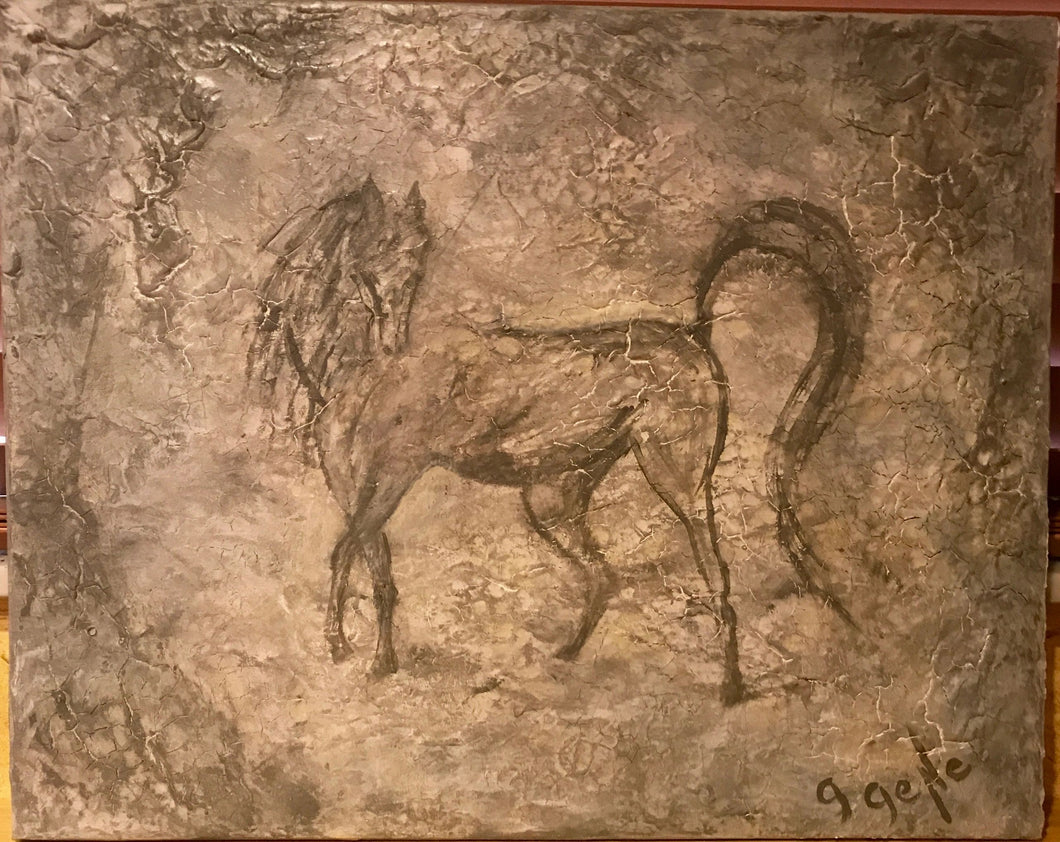 Grey full horse 16x20