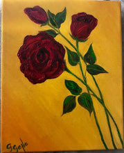 Load image into Gallery viewer, Red Roses on yellow Oil 8x10
