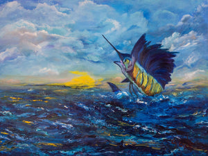 Saluting the Sun Sailfish #1 18x24